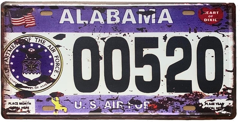 ROOKOPR Alabama License Plate Aluminum Novelty Car Decor License Plates 12"x6" Front of Car Decorative Retro Rusty License Plate for Men Women Car-01 - Image 1